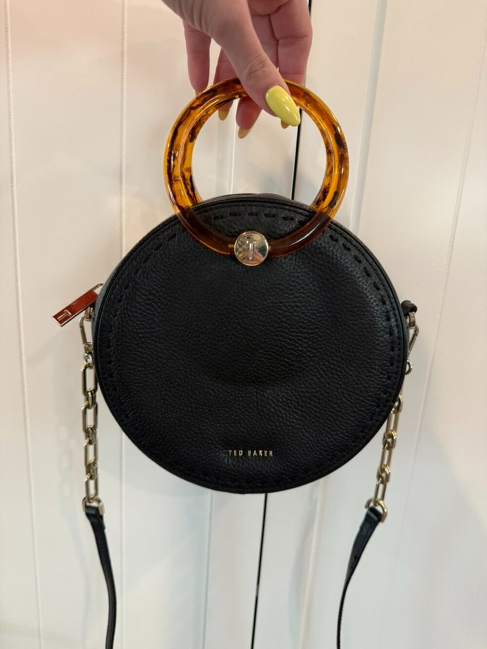 Ted Baker Round Leather Crossbody Bag w/ Tortoiseshell Ring Handle - Picture 3 of 6